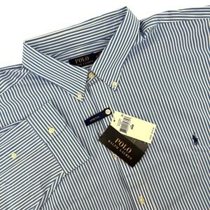 Polo Ralph Lauren Mens 3XB Blue White Striped Stretch Button‎ Down Shirt